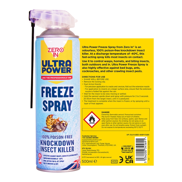 Freeze Spray Knockdown Insect Killer - 500ml Dual Action Aerosol