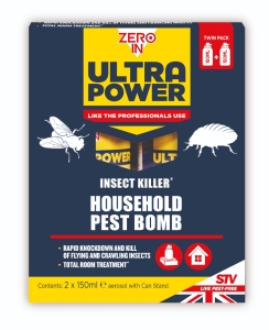 Zero In Ultra Power Natural Insect Killer Bomb - 150ml One-Shot Aerosol - Twinpack